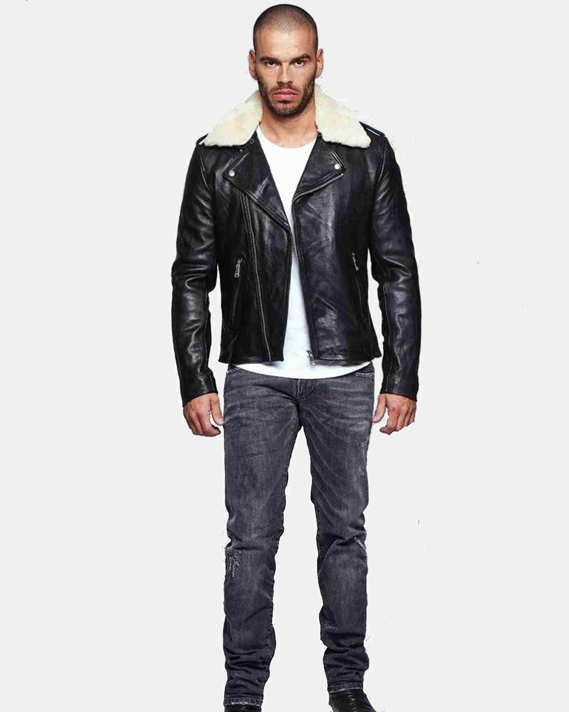 mens-black-fur-collared-biker-leather-jacket-100-genuine-lambskin (5)