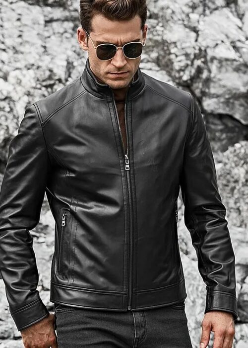 mens-black-leather-jacket-short-standing-collar-real-cow-hide-leather (4)