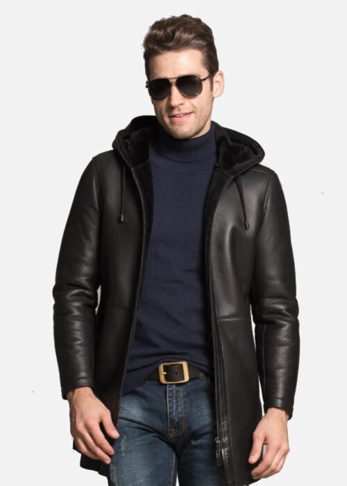 mens-black-shearling-hooded-long-coat-100-genuine-sheepskin-leather (2)