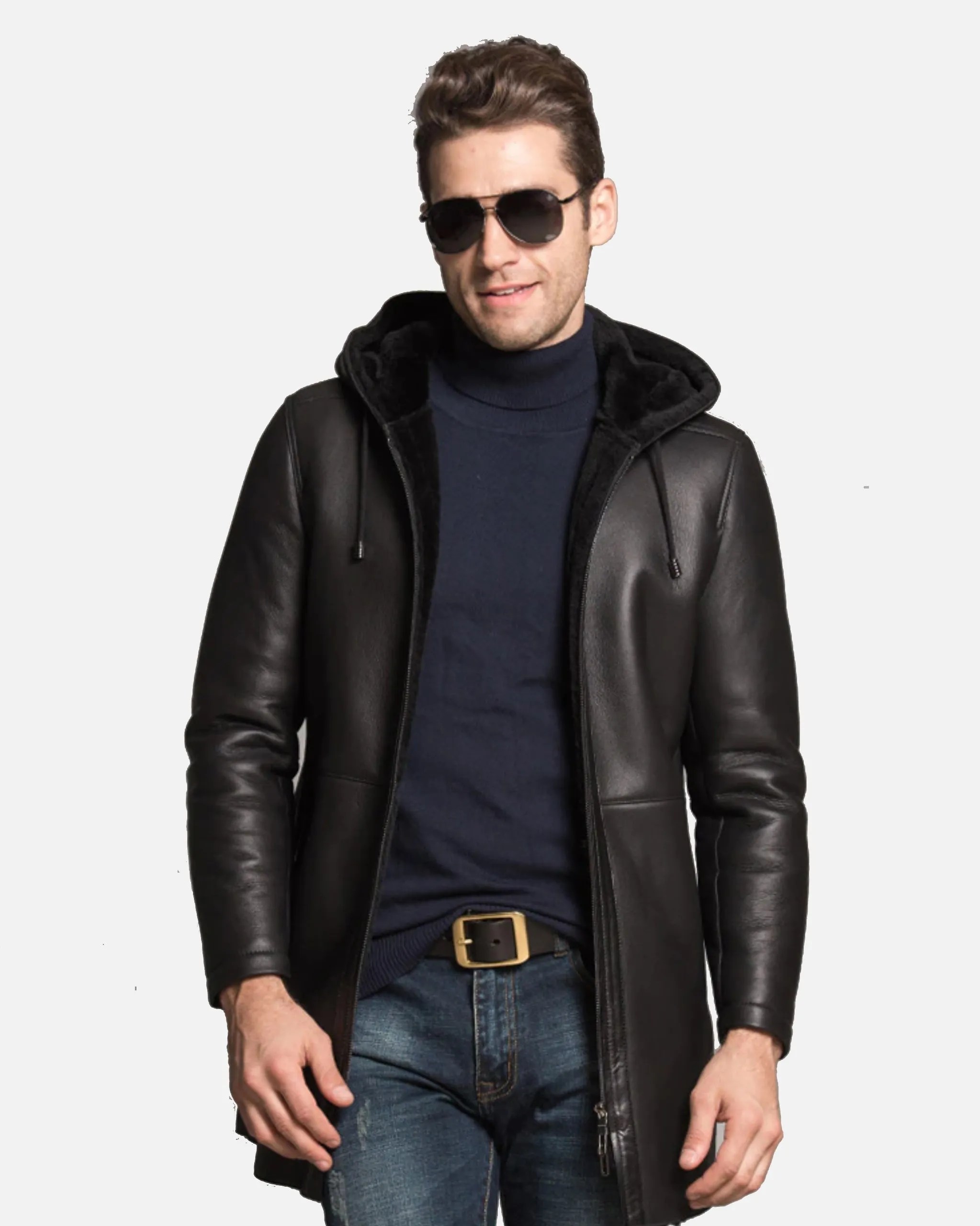 mens-black-shearling-hooded-long-coat-100-genuine-sheepskin-leather (2)