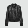 womens-black-ribbed-cuff-bomber-leather-jacket-real-sheepskin (4)