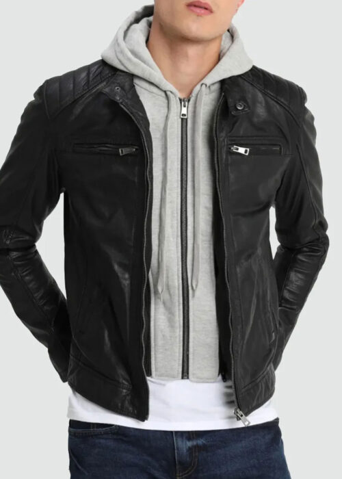 leo-mens-black-leather-jacket-with-removable-hood-lambskin-cafe-racer (2)